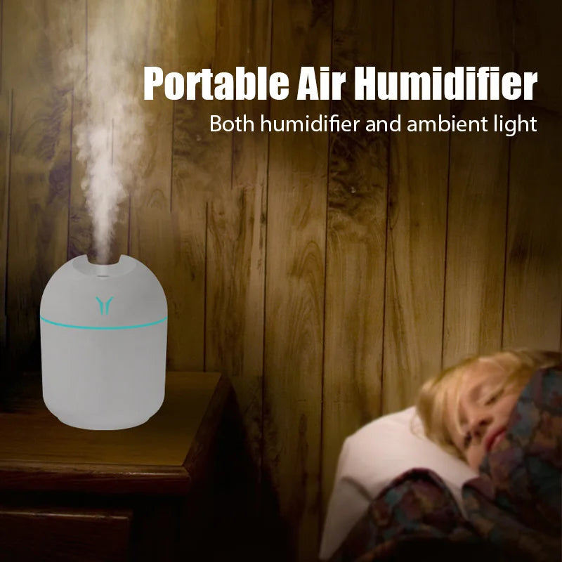 Mini Ultrasonic USB Humidifier with Light & Essential Oil Diffuser