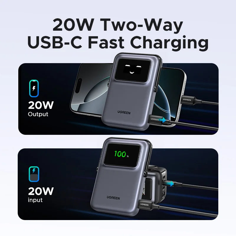 UGREEN Uno 20W Qi2 10000mAh Power Bank Magnetic Portable Wireless Fast Charging PowerBank for MagSafe for iPhone 16 Pro Max - Buyme24seven