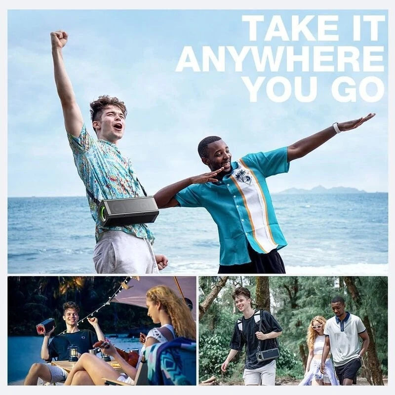 BlitzWolf® BW-WA3 Pro 120W Portable Bluetooth Speaker – Deep Bass, Quad Drivers, RGB Lights, TWS, 16000mAh Power Bank – Black - Buyme24seven