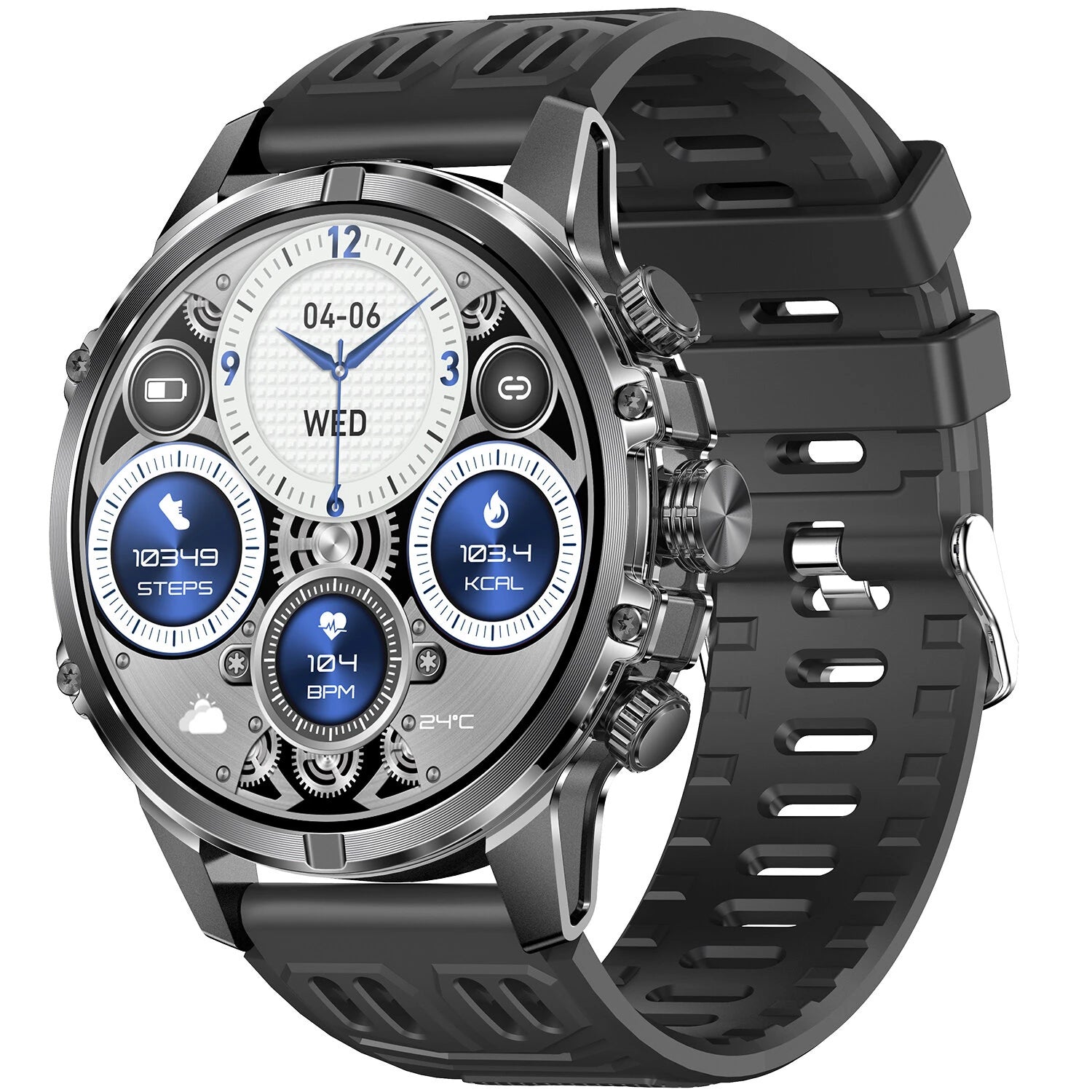 BlitzWolf® BW-AT6 Plus Smart Watch – 1.75" AMOLED Display, Bluetooth Calls, Voice Assistant, Health Monitoring, IP67 Waterproof – Black - Buyme24seven