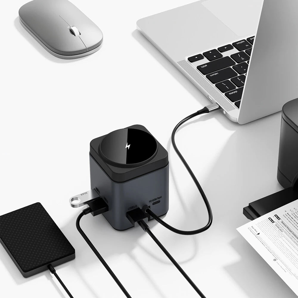 BlitzWolf® BW-TH17 9-in-1 Type-C Docking Station with 15W Wireless Charger & USB-C Hub - Buyme24seven