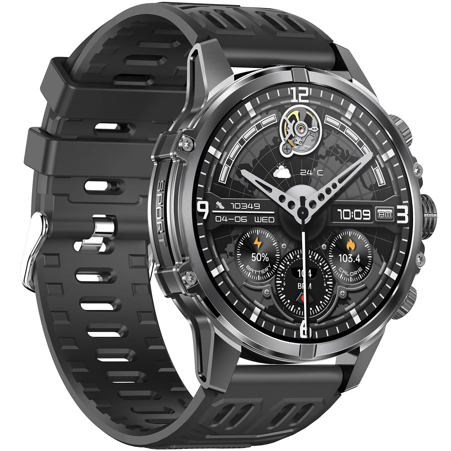 BlitzWolf® BW-AT6 Plus Smart Watch – 1.75" AMOLED Display, Bluetooth Calls, Voice Assistant, Health Monitoring, IP67 Waterproof – Black - Buyme24seven