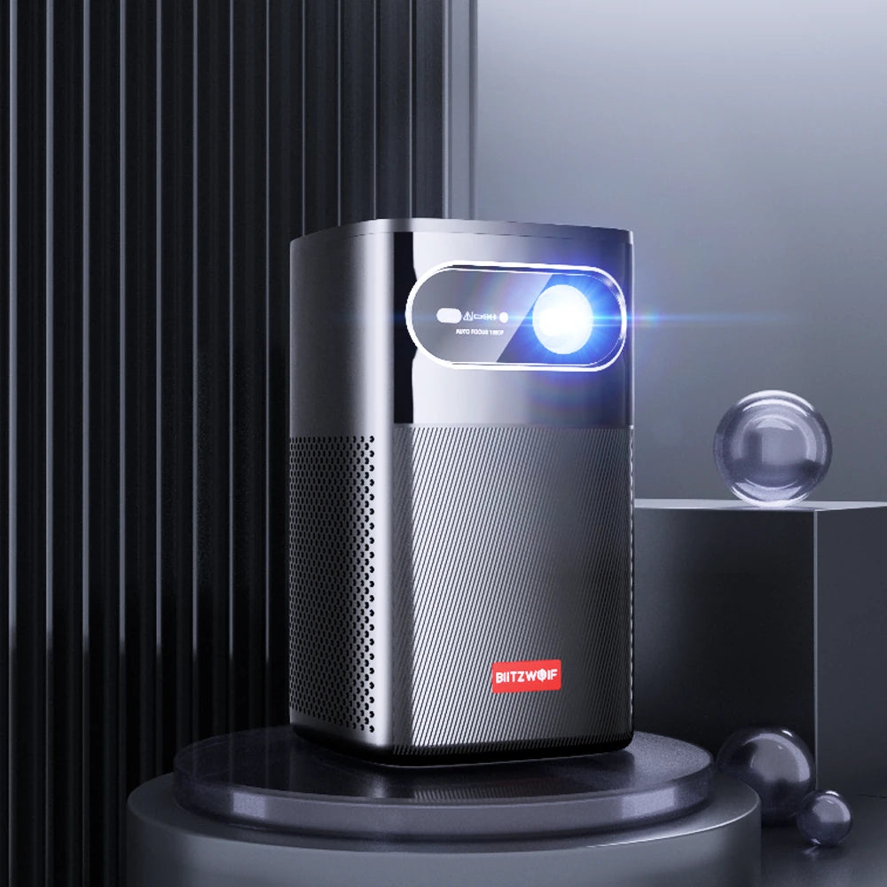 BlitzWolf® BW-VT3 Mini DLP Projector – 1080P Resolution, 250 ANSI Lumens, Android TV 2+32GB, 4K Support, TOF Laser Focus, Built-in Battery – EU Plug - Buyme24seven